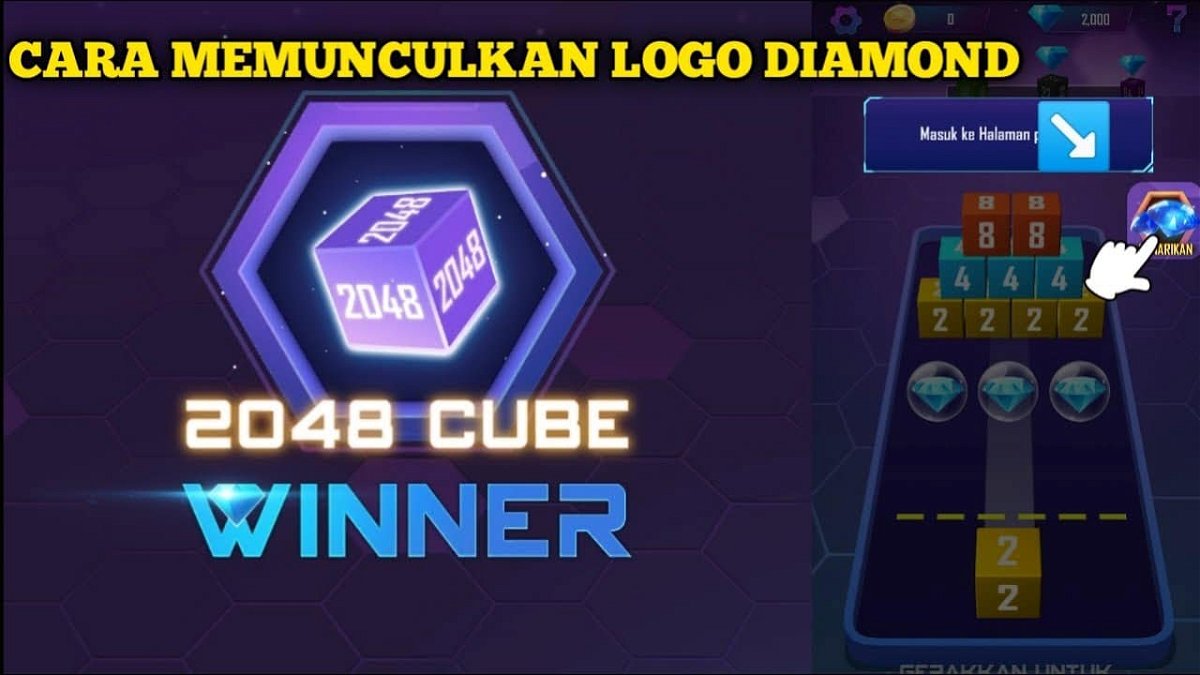 cara memunculkan logo diamond di apk 2048 cube winner
