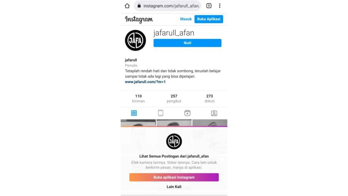 cara melihat link instagram kita sendiri