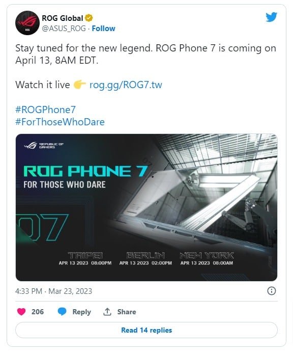 Asus ROG Phone 7 Series Akan Diluncurkan pada 13 April: Tampil dengan Layar Sentuh AMOLED 6,8 Inci FHD+ 165 Hz dan Baterai 6.000 mAh! 2024