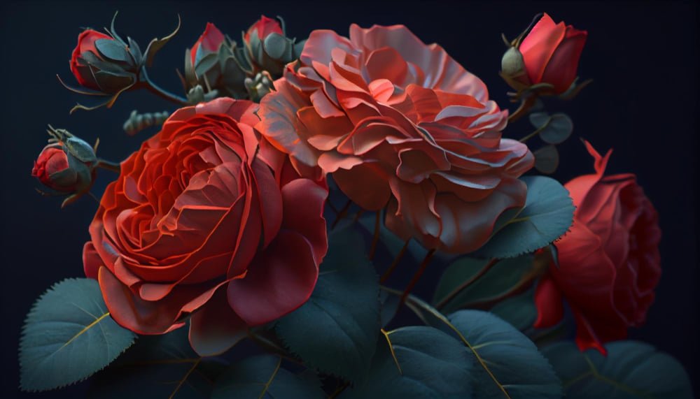 tutorial gambar bunga mawar