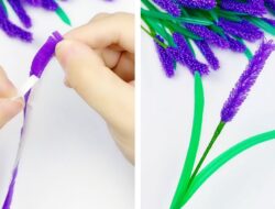 tutorial membuat bunga lvender dari sedotan