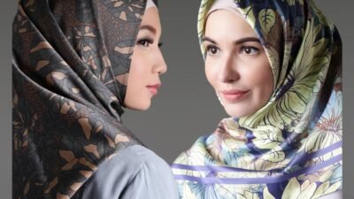tutorial hijab segi empat motif bunga