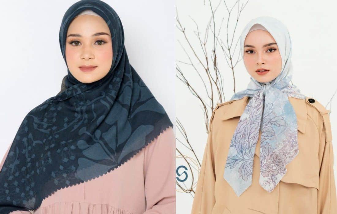Tutorial hijab segi empat motif bunga