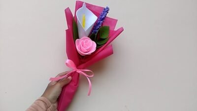 tutorial buket bunga dari kain flanel