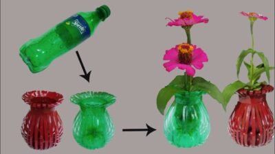 tutorial cara membuat vas bunga dari botol bekas