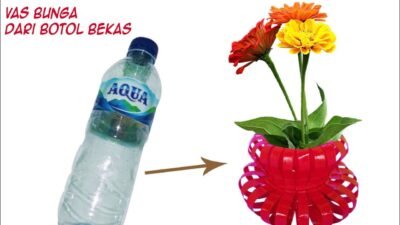 tutorial cara membuat vas bunga dari botol bekas